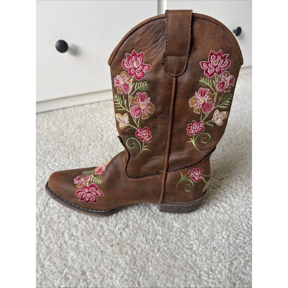 Roper Western Boots Juliet Floral Tan Girls Size 2 09-017-1566-2487 TA - Picture 3 of 9